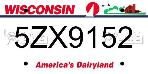 5ZX9152 Wisconsin License Plate