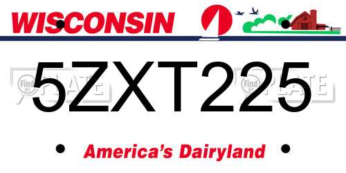5ZXT225 Wisconsin License Plate