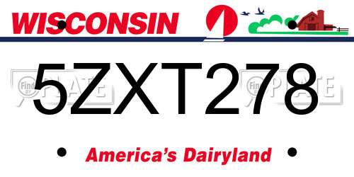 5ZXT278 Wisconsin License Plate