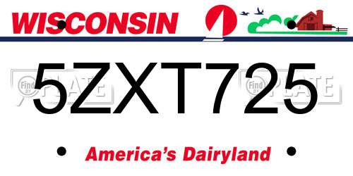5ZXT725 Wisconsin License Plate
