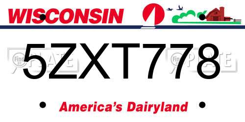 5ZXT778 Wisconsin License Plate