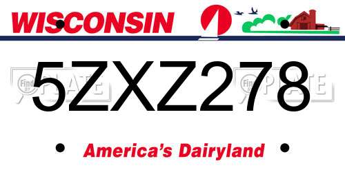 5ZXZ278 Wisconsin License Plate