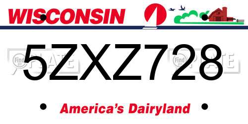 5ZXZ728 Wisconsin License Plate