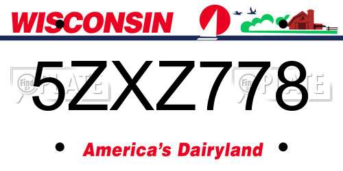 5ZXZ778 Wisconsin License Plate
