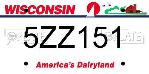 5ZZ151 Wisconsin License Plate