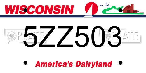 5ZZ503 Wisconsin License Plate