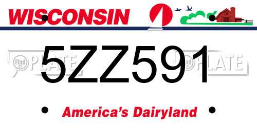 5ZZ591 Wisconsin License Plate