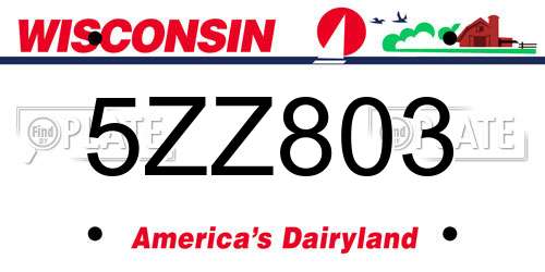 5ZZ803 Wisconsin License Plate