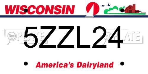 5ZZL24 Wisconsin License Plate