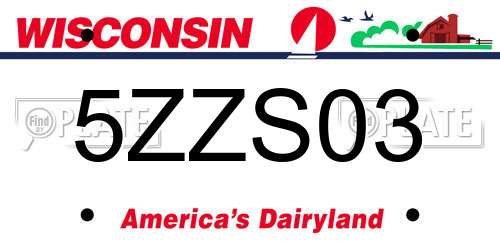 5ZZS03 Wisconsin License Plate