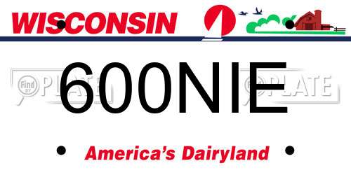 600NIE Wisconsin License Plate