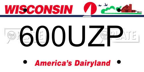 600UZP Wisconsin License Plate