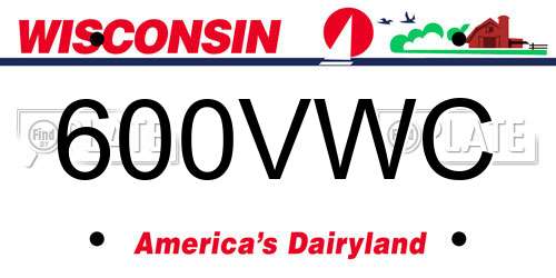 600VWC Wisconsin License Plate