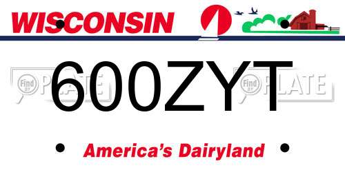 600ZYT Wisconsin License Plate