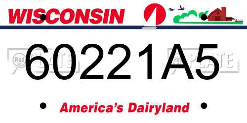 60221A5 Wisconsin License Plate
