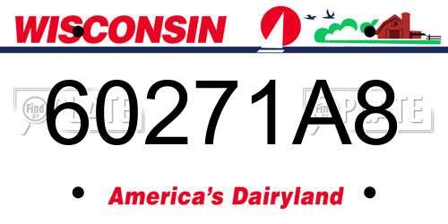 60271A8 Wisconsin License Plate