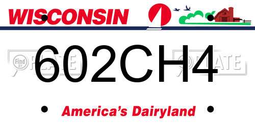 602CH4 Wisconsin License Plate