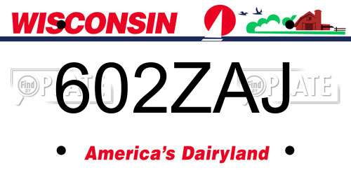 602ZAJ Wisconsin License Plate
