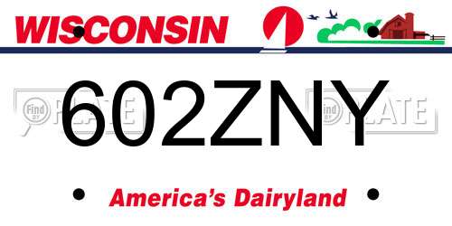 602ZNY Wisconsin License Plate