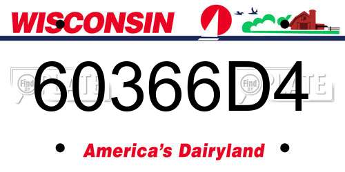 60366D4 Wisconsin License Plate