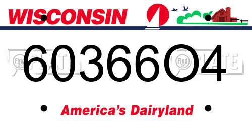 60366O4 Wisconsin License Plate