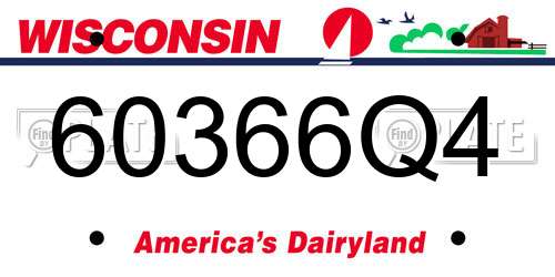 60366Q4 Wisconsin License Plate