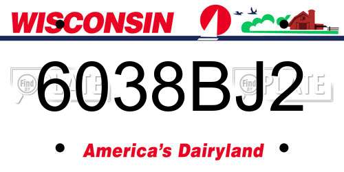 6038BJ2 Wisconsin License Plate
