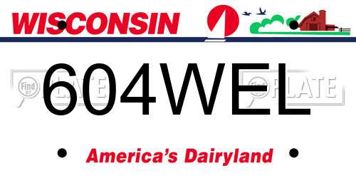 604WEL Wisconsin License Plate