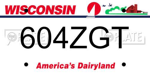 604ZGT Wisconsin License Plate