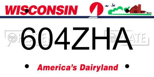 604ZHA Wisconsin License Plate