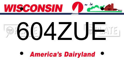 604ZUE Wisconsin License Plate