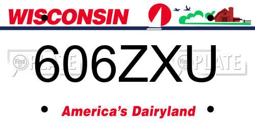 606ZXU Wisconsin License Plate