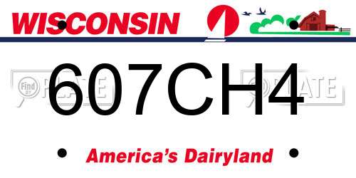 607CH4 Wisconsin License Plate