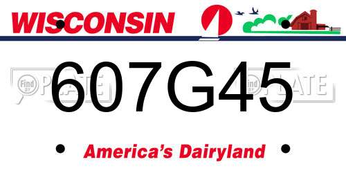 607G45 Wisconsin License Plate