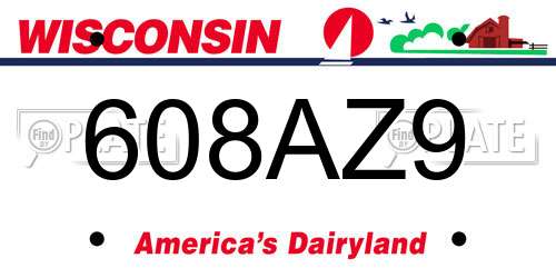 608AZ9 Wisconsin License Plate