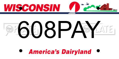 608PAY Wisconsin License Plate