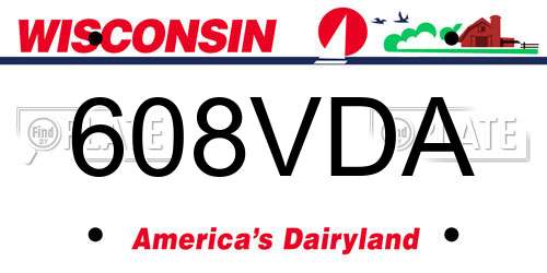 608VDA Wisconsin License Plate