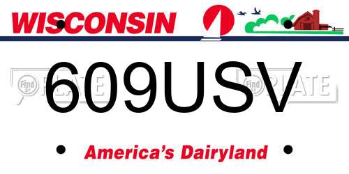 609USV Wisconsin License Plate