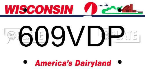 609VDP Wisconsin License Plate