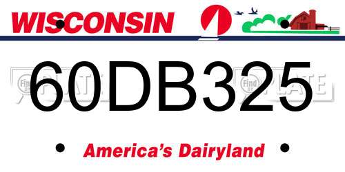 60DB325 Wisconsin License Plate