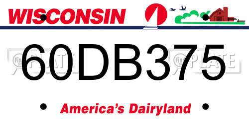60DB375 Wisconsin License Plate