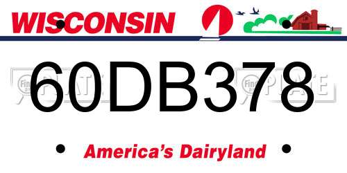 60DB378 Wisconsin License Plate