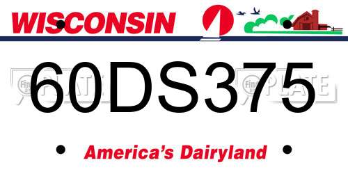 60DS375 Wisconsin License Plate