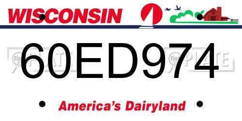 60ED974 Wisconsin License Plate