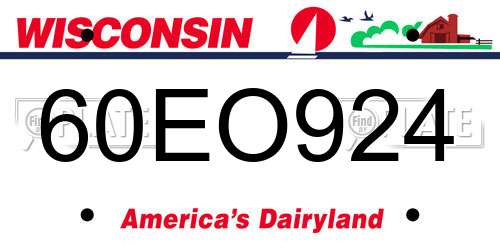 60EO924 Wisconsin License Plate