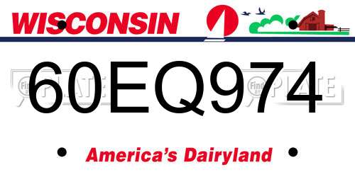 60EQ974 Wisconsin License Plate