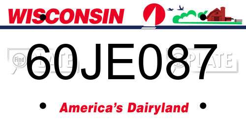 60JE087 Wisconsin License Plate