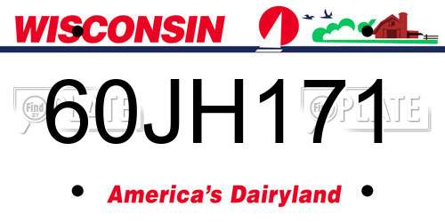 60JH171 Wisconsin License Plate