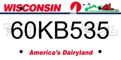 60KB535 Wisconsin License Plate