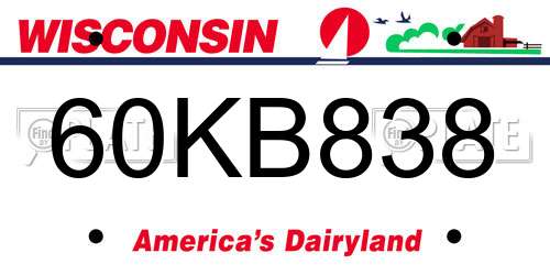 60KB838 Wisconsin License Plate